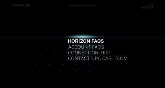 The helpful information is grouped into the following categories: HORIZON FAQS and ACCOUNT FAQS These options provide on-screen help topics arranged in a series of menus and sub-menus.