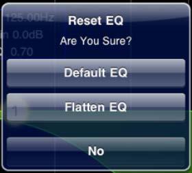 When the EQ is switched off, the EQ curve will be grey. 5.2.5 EQ RESET The [RESET] button above the EQ curve allows the EQ to be reset to either its Default values or to Flat.