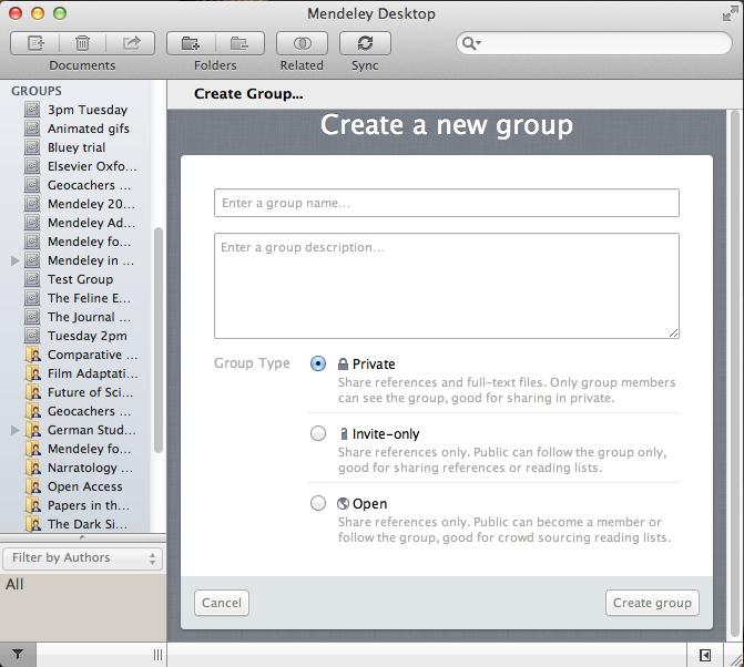 Create Groups See the groups you created, joined or
