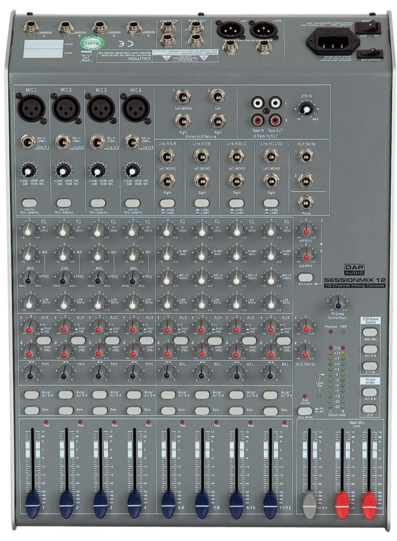 Description of the device Features The Sessionmix 12 is a mixer from Dap Audio.