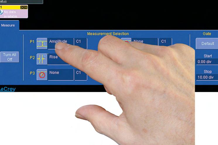 Use the touch screen to quickly access all triggers, math functions and measurement parameters or to draw a box around the area of interest and