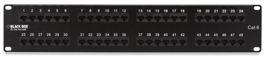 ) JPM648A JPM5E48A CAT6 Patch Panels Black Box Connect Premium GigaTrue CAT6 Panels* ETL Verified No Yes* Component Level No Yes Gold Contacts 3 Micron 50 Micron Includes 12-24, 10-32 Screws Stuffer