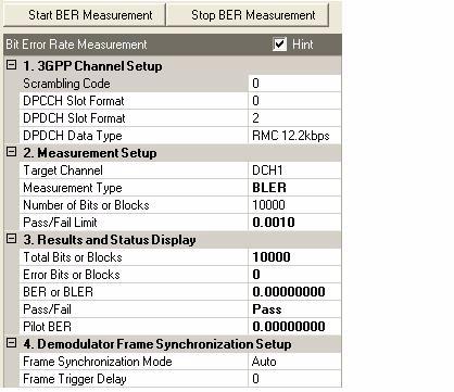 Bit Error Rate Measurement The Bit Error Rate Measurement pane (part of Uplink) is an optional software feature.
