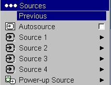 Sources>Power-up Source: this determines which source the projector checks first for active video during power-up.