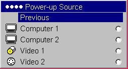 When Autosource is checked, Power-up Source determines which source the projector defaults to at startup.