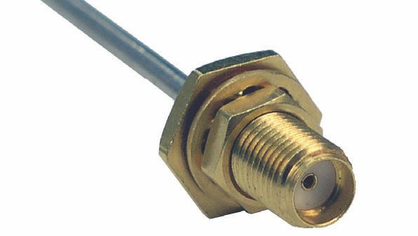Straight Solder Type Bulkhead Jack With Captivated Solderless Contact and O-Ring CABLE TYPE VSWR & FREQ. RANGE GOLD PLATED NICKEL PLATED.086 Semi-Rigid 0-18 GHz: 1.07 +.