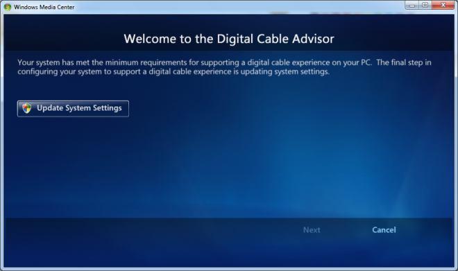 Note: If your computer fails the Digital Cable Advisor test then it does not meet the minimum