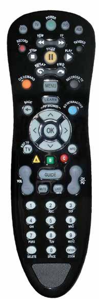 YOUR REMOTE CONTROL Record TV with one click Control other devices with mode buttons Skip back in 7-second segments Fast Forward in 30-second increments Go to list of recorded TV programs Go to Main