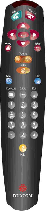 V500 Remote Control Place or answer a call End a call Navigate through menus Return to the Place a Call (home) screen Increase or decrease the sound you hear from the far site(s) Confirm your current