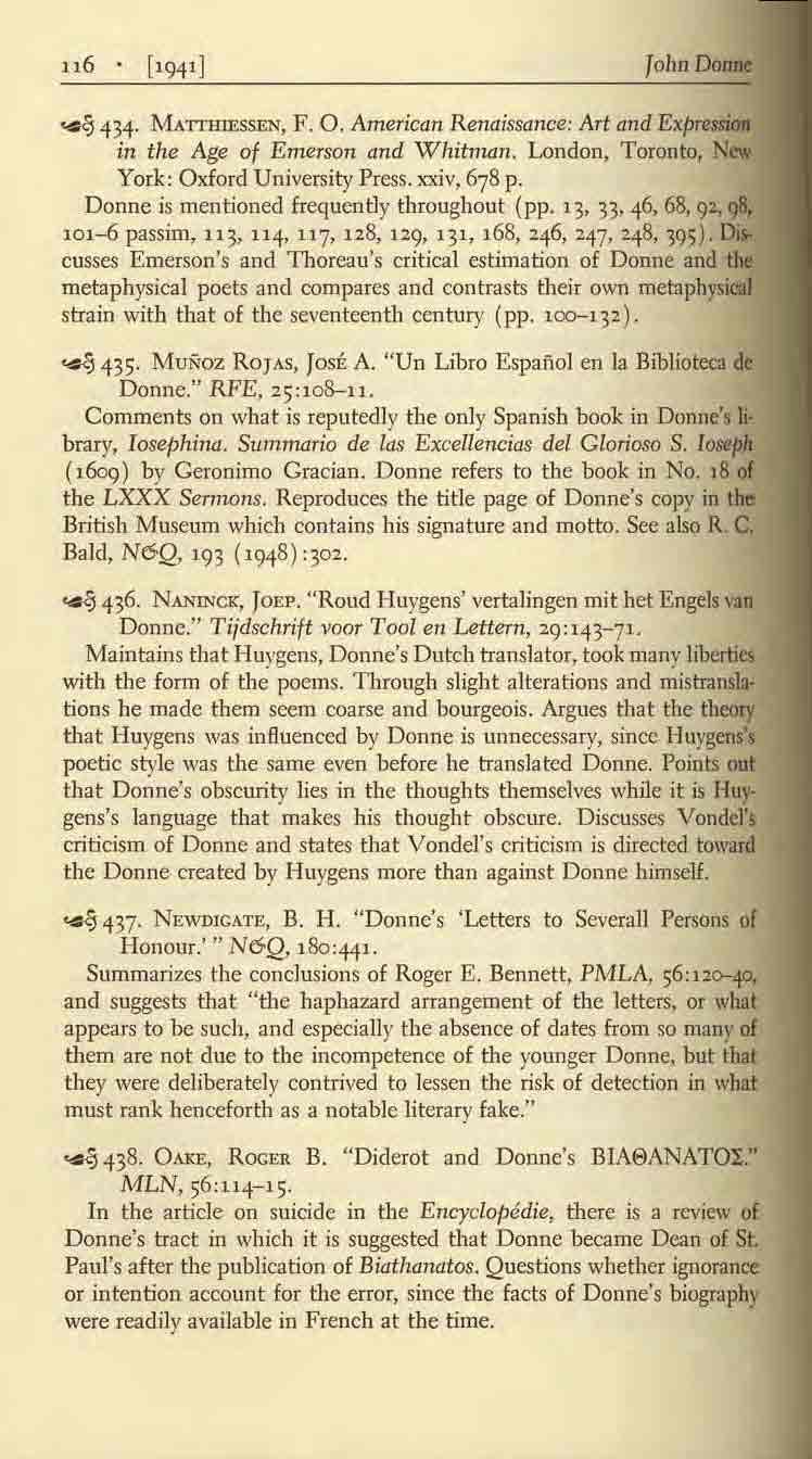 J olio Do.r:me.. <5434. MA'ITHIESSEN, F. O. American Renaissance: Art tlnd Expresm. in the Age of Emerson and Whitman. London, Toronto, New York: Oxford University Press. xxiv. 678 p.
