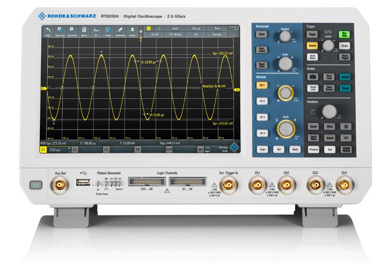R&S RTB2000 Digital Oscilloscope At a glance Power of ten (10-bit ADC, 10 Msample memory and 10.