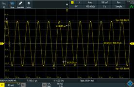 The oscilloscope captures and analyzes signals from analog and digital components of an embedded design synchronously and timecorrelated to each other.