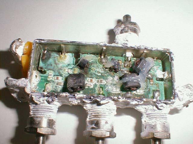 3-Way With Ports That Have Not Been Sealed. This unit did not have any silicone at the F ports to prevent moisture from getting into it.