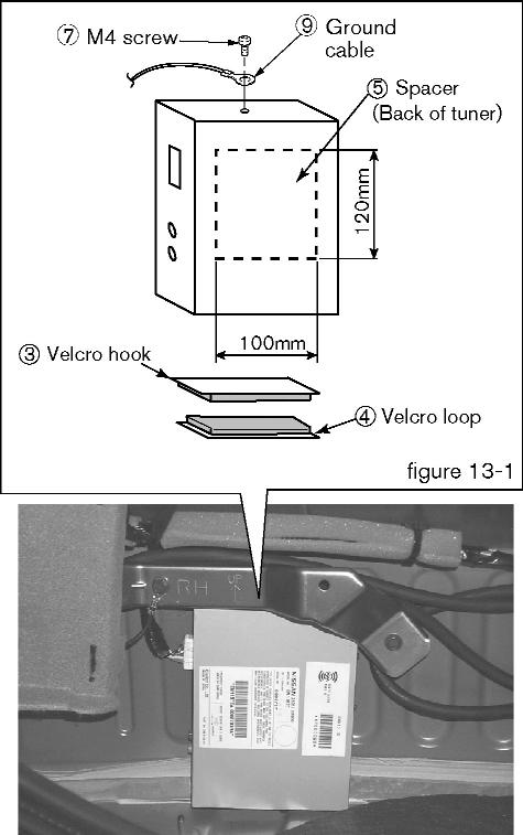 figure 14 3. Route the N-BUS cable extender harness around the wheel well away from exposed bolts and secure with sponge tape as shown in figure 14. 4.