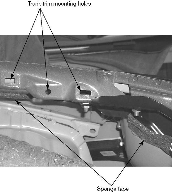 Route the antenna cable along the existing channel that runs above the panel clip holes. figure 12 Do not cover trim mounting holes with antenna cable or clear tape.