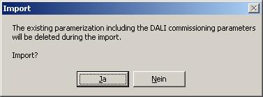 Import, export, printing: The project design of the device (all parameter settings and KNX/EIB group addresses) as well as all DALI commissioning parameters (all detected DALI devices and group