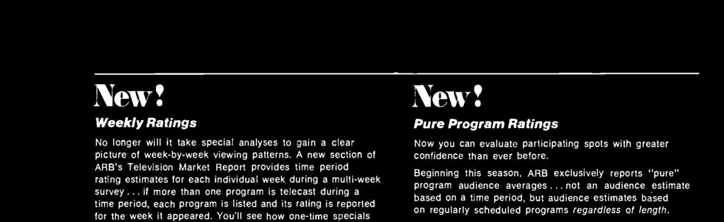 Beginning this season, ARB exclusively reports "pure" program audience