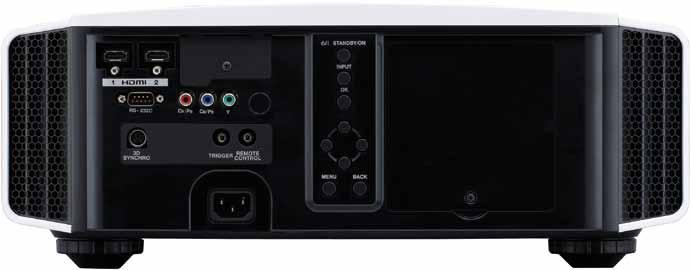 Lens cover closed (power off) Lens cover open (power on) A wide range of input and output terminals In addition to HDMI terminals compatible with Blu-ray and DVD sources, these projectors also