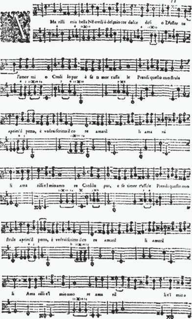 Madrigals and Arias Redux : Music from the Earliest Notations to the Si... 2 / 10 2011.01.27. 14:07 fig. 19-5 Giulio Caccini, Amarilli mia bella (Le nuove musiche, 1601).