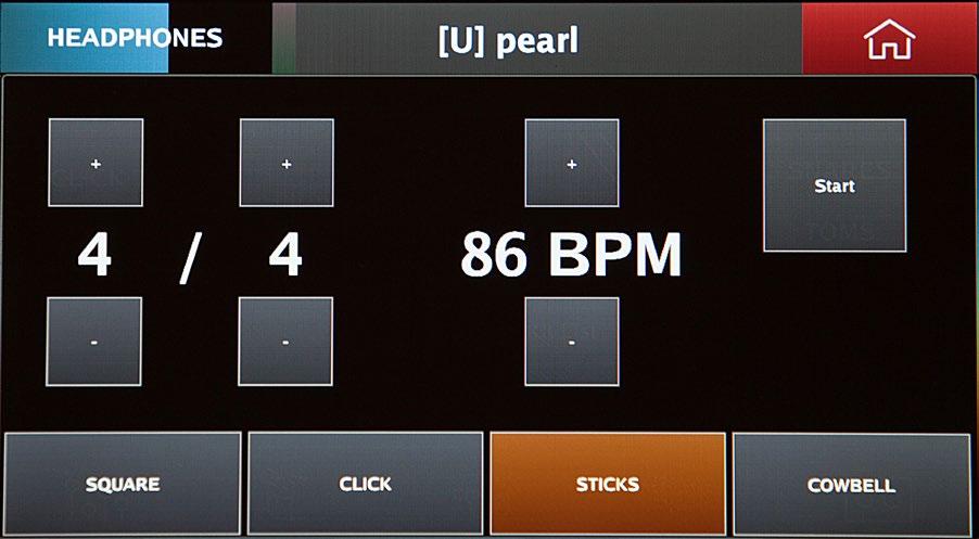 METRONOME Pic 52: Metronome Tempo The Metronome settings are controlled through the Tempo menu. Double tap the Tempo window to access the menu. Press Start to begin and again to end the click track.