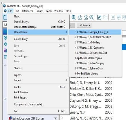 Create and Open/Close Libraries EndNote calls the library My EndNote Library; rename the