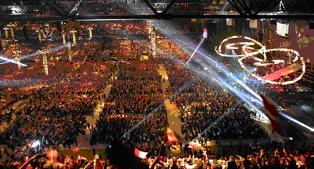 Examples (7) Eurovision Song Contest Places of event: 2001: Kopenhagen, Parken Stadion. 2002: Tallinn, Saku Suurhall. 2003: Riga, Skonto-Olympia Hall.