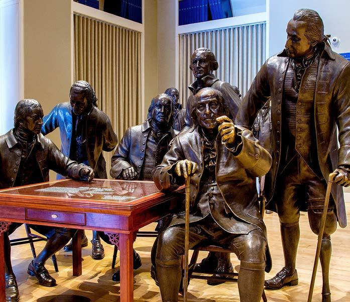 Signers Hall One of the Center s most popular and iconic attractions, Signers Hall offers visitors the chance to sign the Constitution alongside 42 life size bronze statues of the Founding Fathers