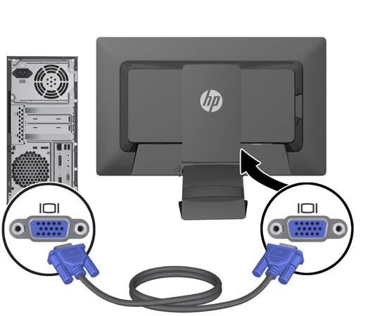 Depending on your configuration, connect either the DisplayPort, DVI, or VGA video cable between the PC and the monitor. NOTE: The monitor is capable of supporting either analog or digital input.