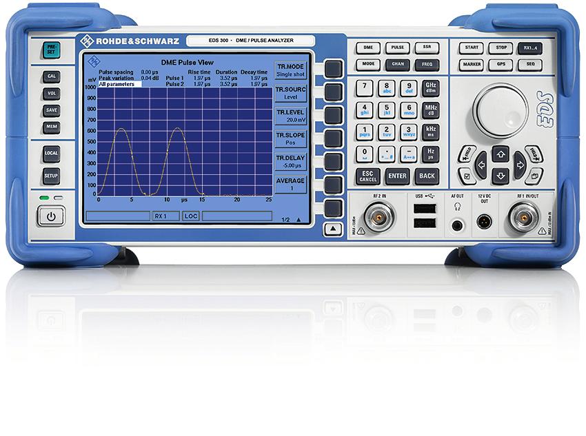 hardware and software options Precise distance measurements on the ground and in the air (R&S EDS-K4) Multi-DME mode for measuring up to ten DME stations (R&S EDS-K5) Simultaneous measurement of two