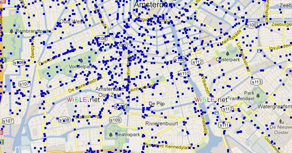 GSM Base stations in central Amsterdam Source: www.wigle.