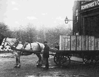 A Rowntree goods wagon prepares to make a delivery. used research to alter its product range and marketing methods with systematic testing of individual products on consumers.