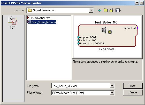SpikePac User s Guide 3. Click Insert. After the dialog box closes, click the workspace to place the component in the workspace.