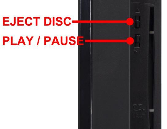 When you are facing the front of the display, insert the DVD disc with the side that is labeled with the movie