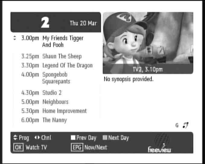 The screenshot is illustration below. The EPG information will appear in approximately 2 seconds and the screenshot is illustrated below.