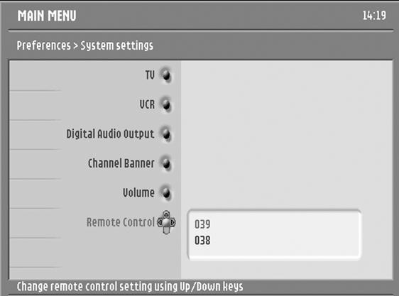 NOTICE DTR 500.qxd 7/09/2004 15:25 Page 25 7.2.3.3 Channel Banner This item is used to select the channel banner display settings. - Scroll to the setting you want to change.