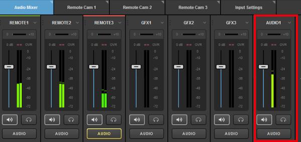 Your audio mixer will be given a default name such as AUDIO1. If you wish to have it referred to as something else, click the name and type in a new name for it.