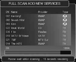 6.4.1 Full Scan Add New Services When the Full Scan Add New Services option is selected, the end of the service list is displayed.