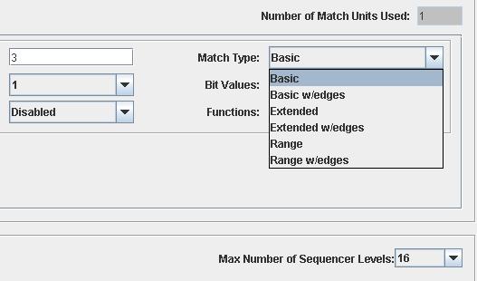 7. Now Match Type should be selected. This defines the type of trigger one wants. For example: Basic mode, triggers depending on the specific value to which trigger is set.