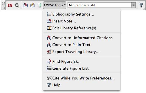3. Or click on the CWYW Tools pull down and choose Bibliography Settings or go to Tools>EndNote>Bibliography Settings 4. From the With output style pull down menu, choose the style. a. If the style is not listed, click on Browse, select the style and click Choose/OK 5.