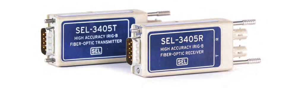 SEL-3405 High-Accuracy IRIG-B Fiber-Optic Transceiver Accurate IRIG-B Over Fiber Optics Major Features and Benefits The SEL-3405 High-Accuracy IRIG-B Fiber-Optic Transceiver can send high-accuracy