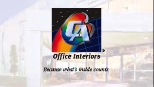 Color & Type Face Color Art Furniture Division visual identity consists of the integrated interiors logo with Office Interiors text underneath the box and registration mark to the bottom right of the