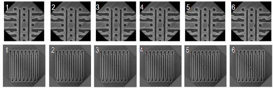 Figure 3. SEM images of the mask patterns for the Metal1 and line/space features.