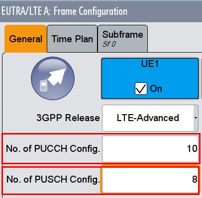 Performance requirements for PUSCH (Clause 8.2) Fig. 3-68: Test setup for PUSCH test 8.2.4 for 2 antennas Test Procedure As an example the settings for two RX antennas, HST scenario 1, 10 MHz, FRC A3-5 and fraction 30% throughput are shown.
