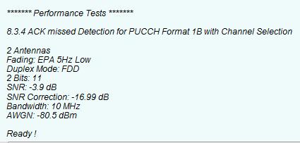 Performance requirements for PUCCH (Clause 8.3) Demo program Fig. 3-112 shows the parameters of the test. You can select the test in the section 8.3 PUCCH. Select one test under 8.3.4 Tests.