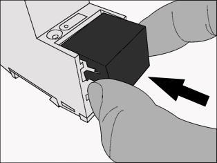 Installation, electrical connection and operation Mounting/removing a cover cap A cover cap can be mounted for protection of the KNX bus and power supply connections from