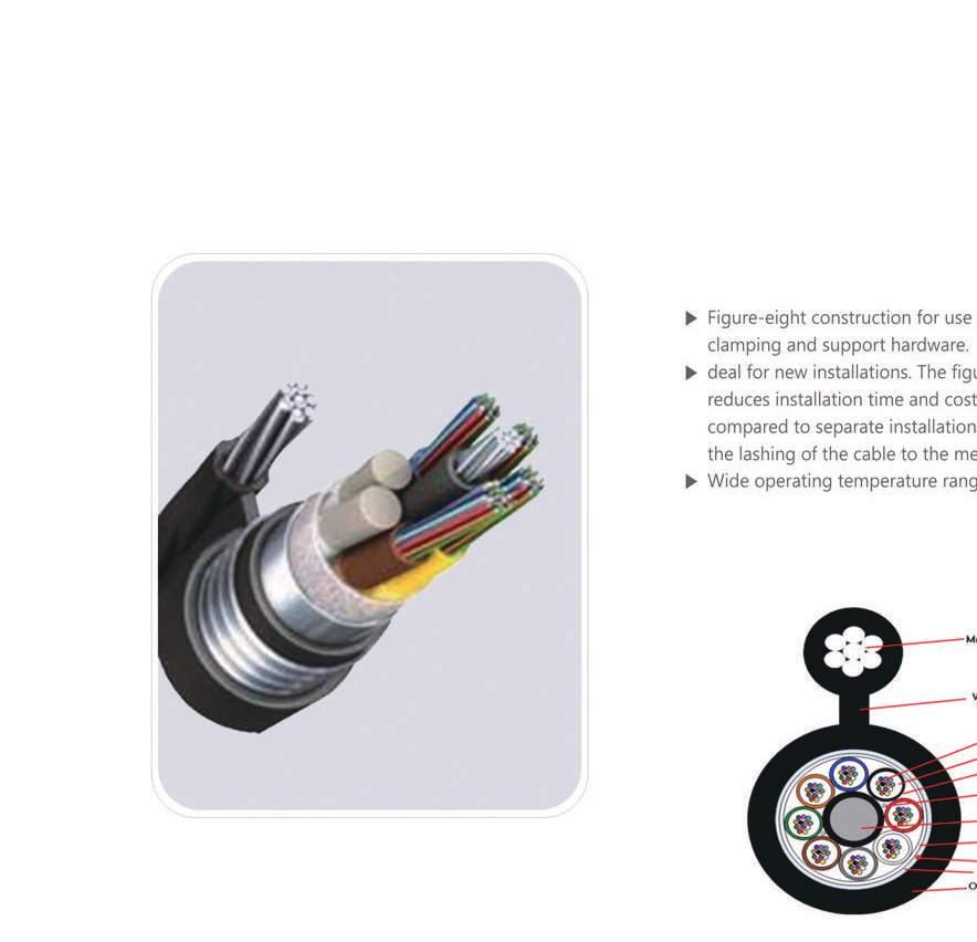 LOOSE TUBE CABLE FOR AERIAL (Fig-8, Steel Armored) Figure-eight construction for use with standard messenger clamping and support hardware. deal for new installations.