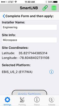 Select Platform: EBIS_Microspace Wait for GPS. It may take one minute or longer. Be patient.