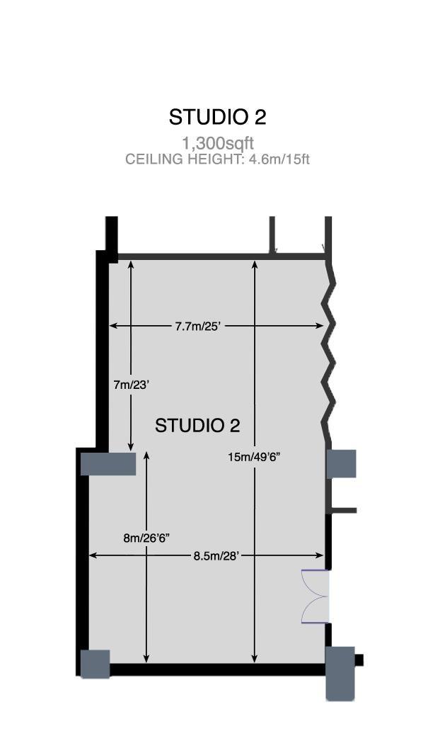 SINGAPORE STUDIO - LEVEL ONE Studio Two SPECIFICATIONS - 1,300 sq ft shooting area - 2 X 5 hp aircon - 1 X 60 AMP 3 phase power supply (no distribution board)