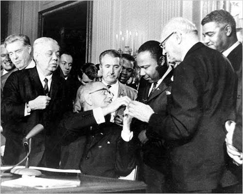 A year later in 1964, President Lyndon B. Johnson signed the Civil Rights Act into law.