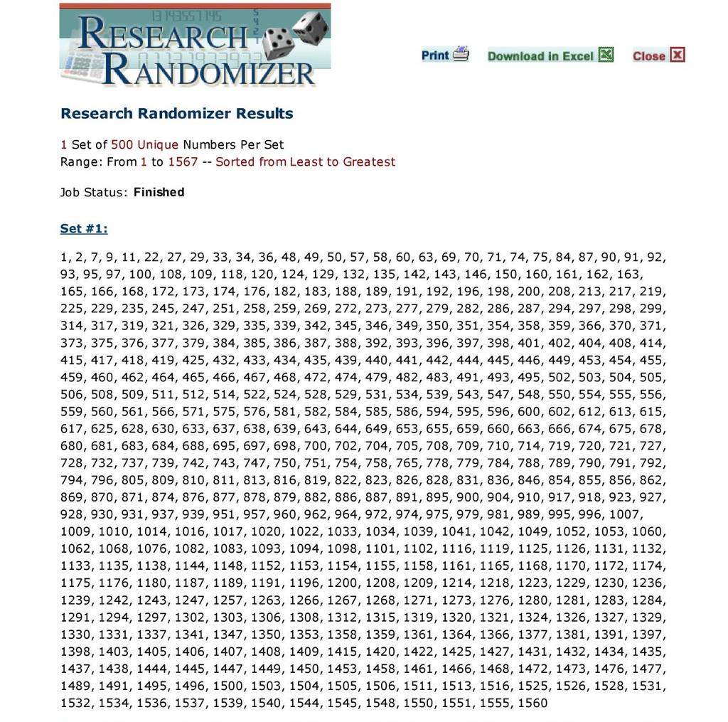 33 Figure 7 Photo of random generated numbers.